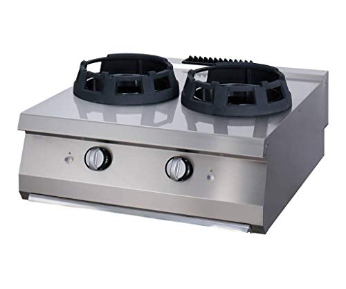 Maxima Gastro Heavy Duty Wok Herd - 2 x 28,5 cm Kochringe - Doppeleinheit - 70 cm Tief - Gas von Maxima