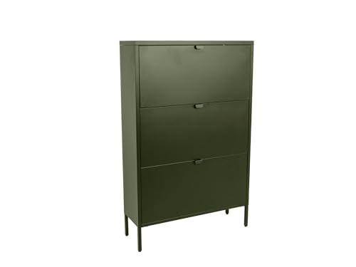 MaximaVida Metallspind Schuhschrank Finn 25 x 80 x 125 cm olivgrün von MaximaVida