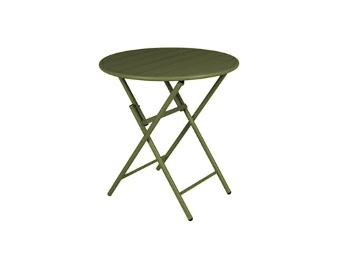 MaximaVida klappbarer runder Metall-Gartentisch Max 70 cm ockergelb (olivgrün) von MaximaVida