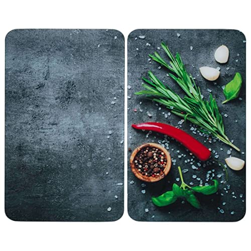 Maximex Herdplattenabdeckung Rosmarin-Motiv, Höhenverstellbare Glas Abdeckplatte für alle Herdplatten, Schneidebrett & Spritzschutz Küche Glas ohne Bohren, Herdabdeckplatten Ceranfeld 2teilig Maximex Herdplattenabdeckung Rosmarin-Motiv, Höhenverstellbare Glas Abdeckplatte für alle Herdplatten, Schneidebrett & Spritzschutz Küche Glas ohne Bohren, Herdabdeckplatten Ceranfeld 2teilig von Maximex