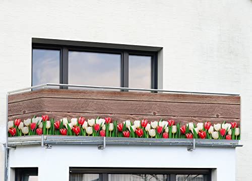 Maximex Balkon-Sichtschutz, praktischer Sichtschutz mit Tulpen-Motiv und hoher UV- und Witterungsbeständigkeit, schnelltrocknend und reißfest, 5 m von Maximex