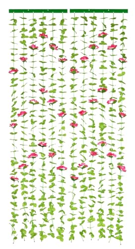 Maximex Blättervorhang Rosen, Türvorhang ohne Bohren, Insektenschutz aus Polyester, 90 x 190 cm, Grün/Rot von Maximex