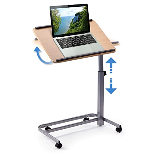 Maximex Computer Beistelltisch, Höhenverstellbarer Laptoptisch mit Fester Tischplatte, Robuster Arbeitstisch mit 4 Rollen & Smarter Aussparung für bequemes Arbeiten von Maximex