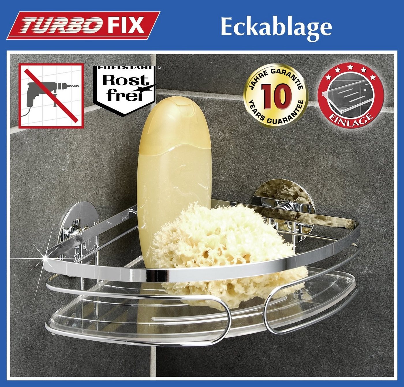 Maximex Eckregal TurboFIX Eckablage EDELSTAHL HxBxT: 6,5 x 20,5 x 20,5 cm Edelstahl, 1-tlg. von Maximex