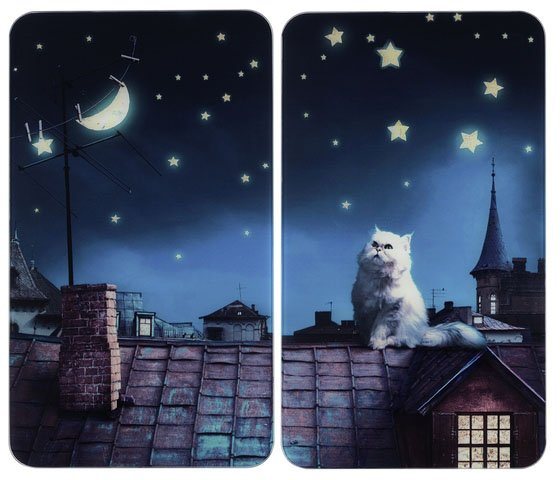 Maximex Herd-Abdeckplatte Moon Cat, Glas, (Set, 2 tlg), für alle Herdarten, 52x30 cm von Maximex