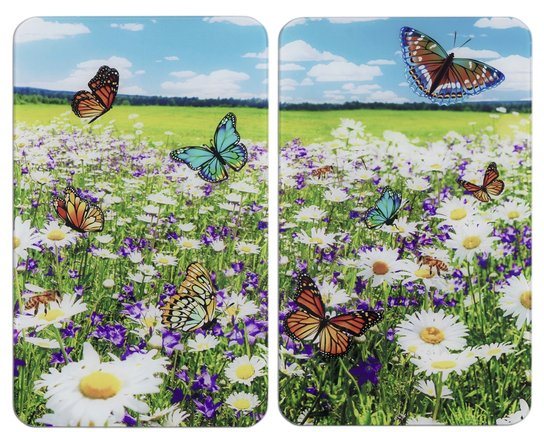 Maximex Herd-Abdeckplatte Sommerwiese, Glas, (Set, 2 tlg), für alle Herdarten, 52x30 cm von Maximex