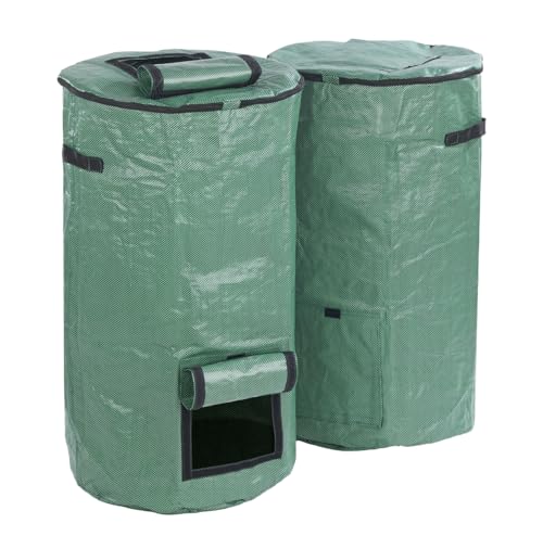 Maximex Komposter, 2er-Set, Sammelstelle für Bioabfälle, zum Herstellen von Humus, mit Klappfenster & Tragegriffen, UV- & witterungsbeständig, robust von Maximex