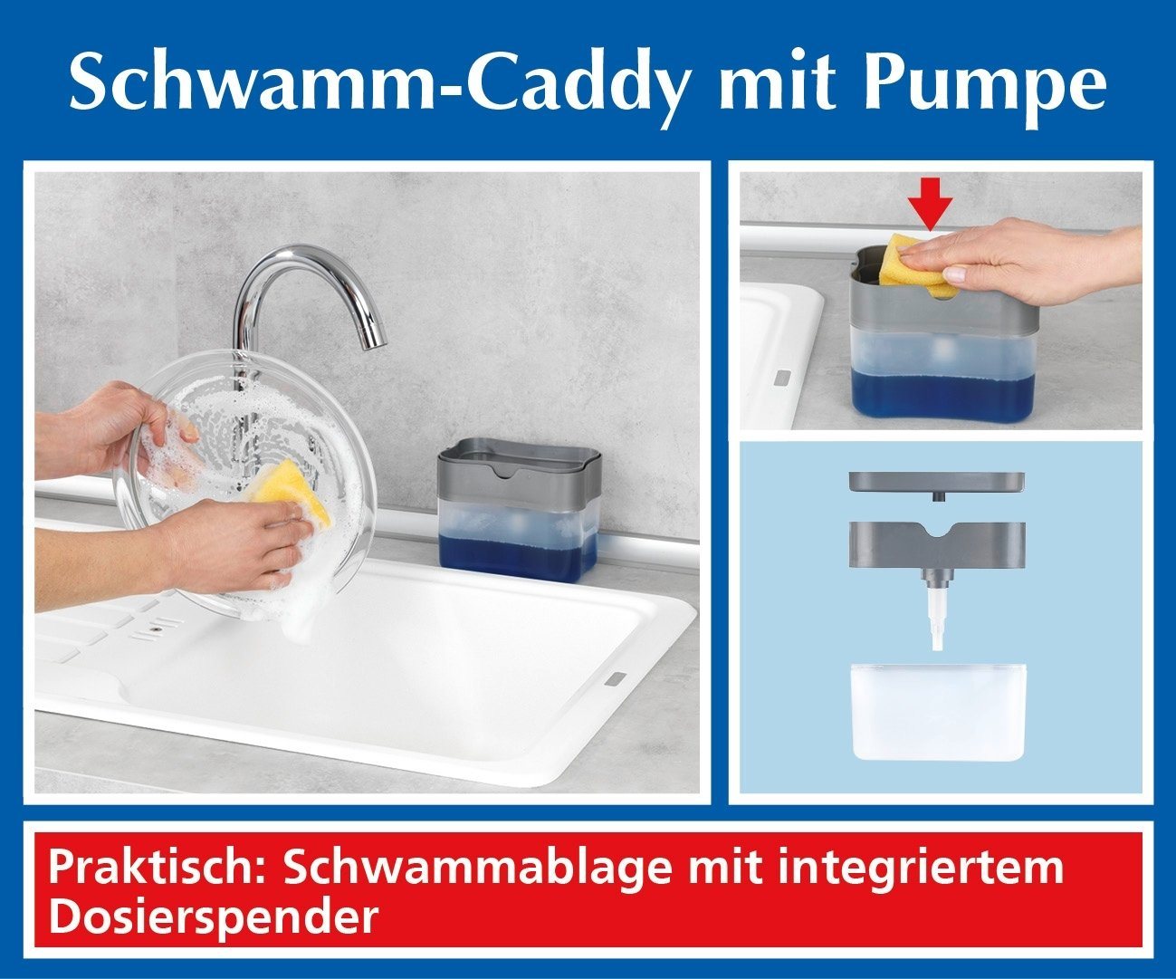 Maximex Reinigungsschwamm Schwamm-Caddy mit Pumpe Fassungsvermögen: 500 ml. von Maximex