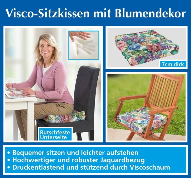 Maximex Sitzkissen Visco Sitzkissen mit Blumendekor Maße ca. B: 38 cm x H: 7,5 cm x T: 38 Maximex Sitzkissen Visco Sitzkissen mit Blumendekor Maße ca. B: 38 cm x H: 7,5 cm x T: 38 von Maximex