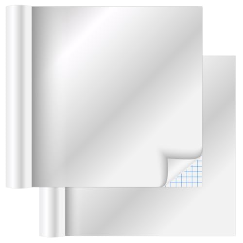Maximex Spiegeleffekt-Folie, 2er Set je 150 x 58 cm, selbstklebende Spiegeleffektfolie, täuschend echter Spiegelersatz, unzerbrechlich, zuschneidbar, zum Aufkleben an Türen, Wände etc., silber von Maximex