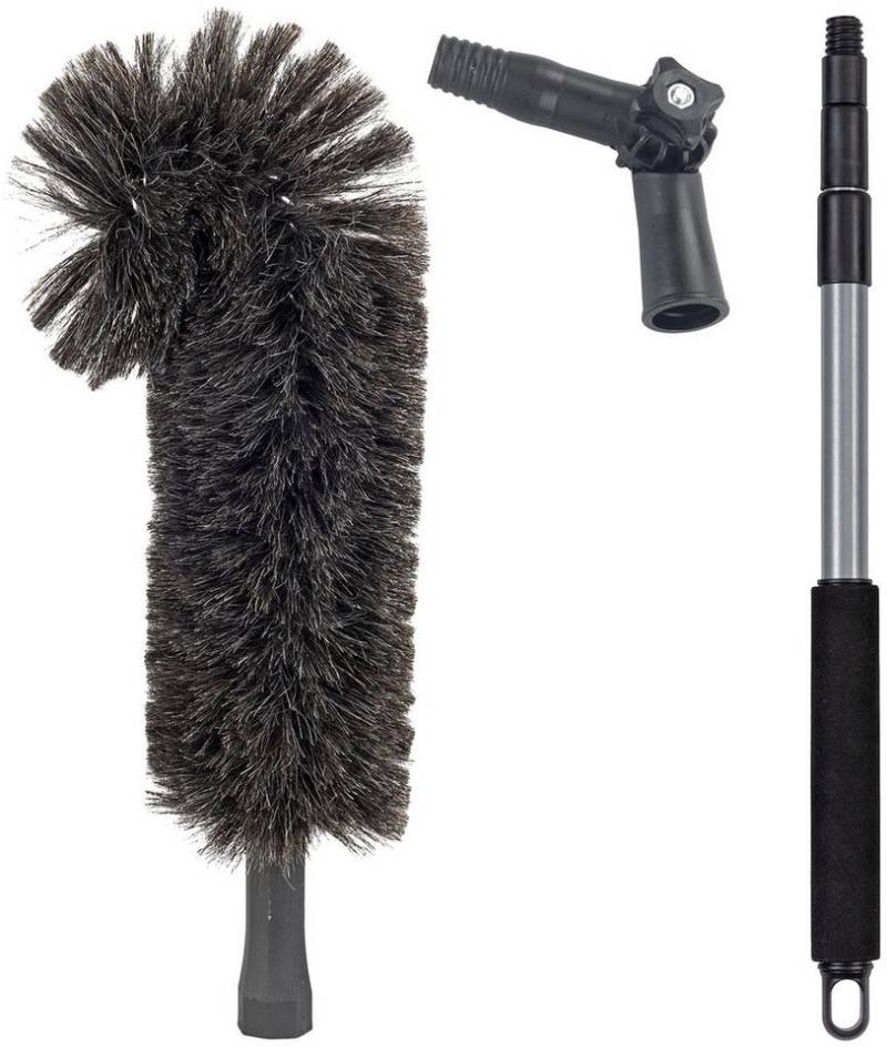 Maximex Staubbesen Ziegenhaar mit Knickgelenk und Teleskopstiel, Staubwedel, 100 % Ziegenhaar, spezielle Häkelnadelform für Ecken von Maximex