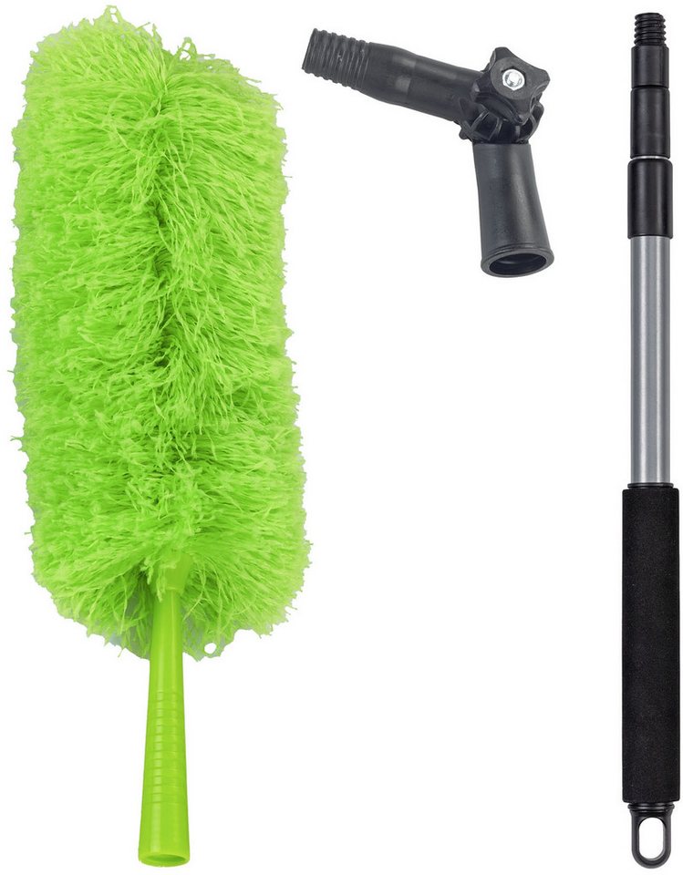 Maximex Staubwedel Mikrofaser mit Teleskopstiel und Knickgelenk, Staubwischer, antistatische Fasern, Reinigungswinkel bis zu 90° von Maximex