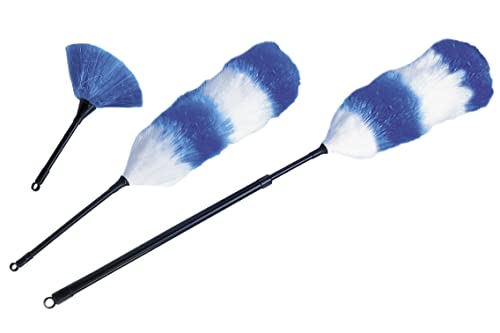 Maximex Staubwedel Set Blau 3-teilig, effiziente Staubbeseitigung, immer der richtige Wedel, 3 verschiedene Größen, Maße (L): 26 cm mini, 56 cm mittel, 96 - 110 cm ausziehbar von Maximex