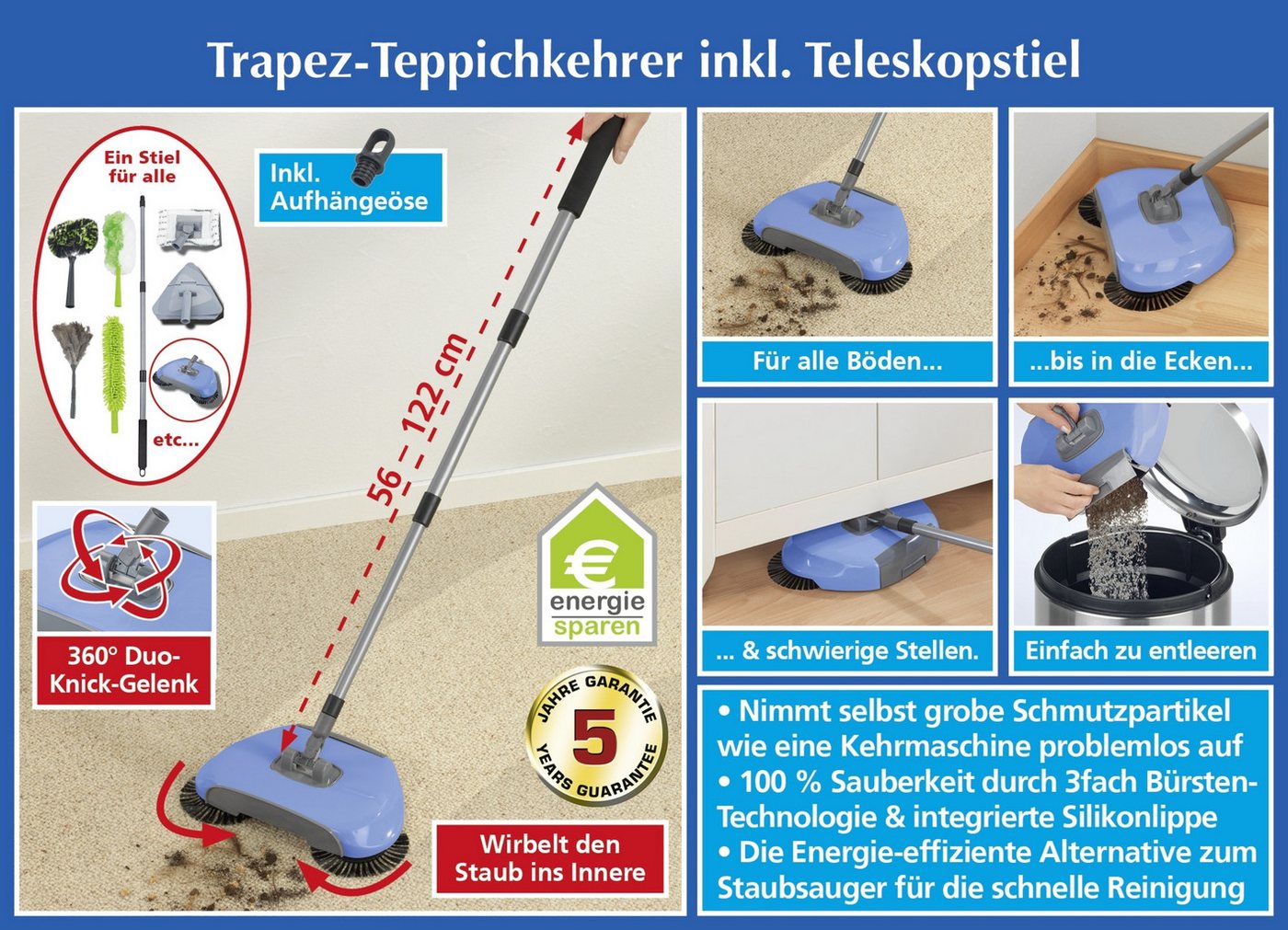 Maximex Teppichkehrer Trapez Teppichkehrer inklusive Teleskopstiel Maximex Teppichkehrer Trapez Teppichkehrer inklusive Teleskopstiel von Maximex