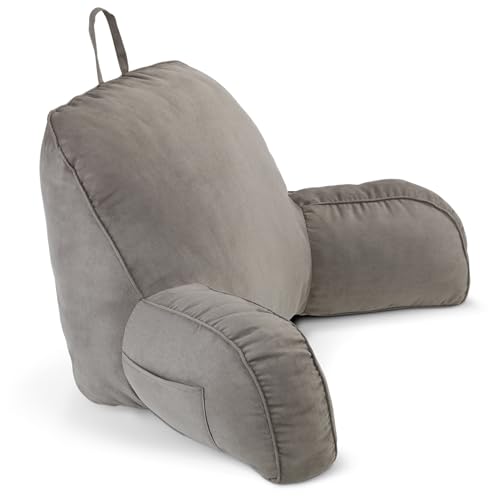 Maximex Rückenkissen mit Armlehnen - Sitzkissen mit Armlehne, Polyester, 76 x 46 x 40 cm, Grau von Maximex
