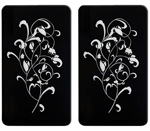 Maximex Herdabdeckplatte Ornamento Nero 2er Set - 2er Set, Kochplattenabdeckung und Glas-Schneidebrett für Glaskeramikherde, Gehärtetes Glas, 30 x 0.5 x 52 cm, Schwarz von WENKO