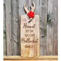 Dekobrett Schwarzwald, Geweih Mit Bollenhut von MaxinesEselstall