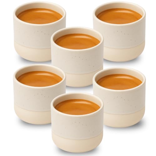 Espressotassen ∣ 6er Set mit 100 ml ∣ Modernes Design für Espresso aus Keramik ∣ Ideal als Espressotassen Set von Maxito