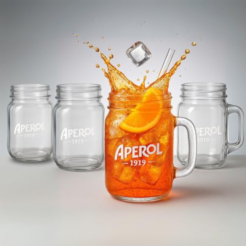 Maxito Aperol Gläser mit Glasstrohhalmen von hervorragender Qualität mit 360 ml im 4er Set als Geschenke für Frauen oder Aperol Geschenk - Aperol Spritz Gläser von Maxito