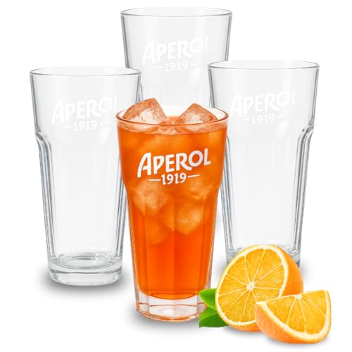 Maxito Aperol Spritz Gläser ∣ 4er Set mit 340 ml∣ Modernes Design für Cocktail Glas ∣ Ideal als Aperol Spritz Geschenkset ∣ Aperol Geschenk ∣ Trinkgläser Set von Maxito