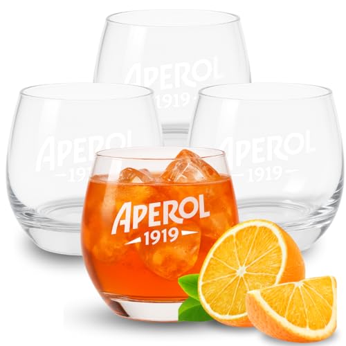 Maxito Aperol Spritz Gläser ∣ 4er Set mit 370 ml∣ Modernes Design für Cocktail Glas ∣ Ideal als Aperol Spritz Geschenkset ∣ Aperol Geschenk ∣ Trinkgläser Set von Maxito