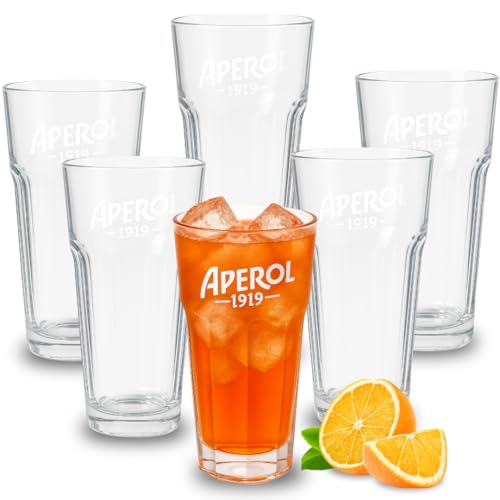 Maxito Aperol Spritz Gläser ∣ 6er Set mit 340 ml∣ Modernes Design für Cocktail Glas ∣ Ideal als Aperol Spritz Geschenkset ∣ Aperol Geschenk ∣ Trinkgläser Set von Maxito
