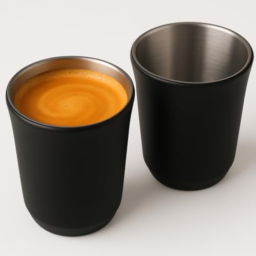 Maxito Espressotassen ∣ 2er Set mit 80 ml ∣ Modernes Design für Espresso aus Edelstahl ∣ Ideal als Espressotassen Set ∣ Espressotassen dickwandig von Maxito