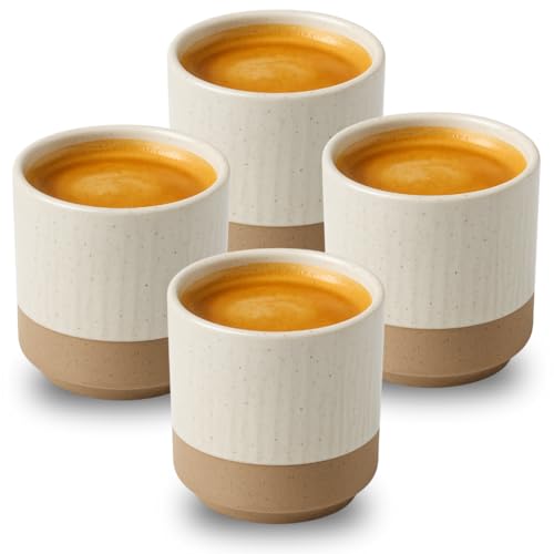 Maxito Espressotassen ∣ 4er Set mit 100 ml ∣ Modernes Design für Espresso aus Keramik ∣ Ideal als Espressotassen Set ∣ Espressotassen dickwandig von Maxito