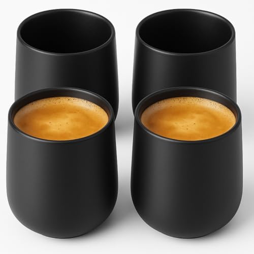 Maxito Espressotassen ∣ 4er Set mit 80 ml ∣ Modernes Design für Espresso aus Keramik ∣ Ideal als Espressotassen Set ∣ Espressotassen dickwandig von Maxito