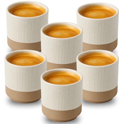 Espressotassen dickwandig ∣ 6er Set mit 100 ml ∣ Modernes Design für Espresso aus Keramik ∣ Ideal als Espressotassen Set von Maxito