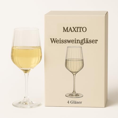 Maxito Weingläser ∣ 4er Set ∣ Kristallgläser mit modernes Design ∣ Weingläser Set ∣ Rotweingläser ∣ Weißweingläser von Maxito