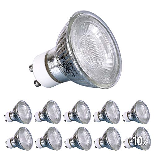 max K O M F O R T 10x GU10 LED Leuchtmittel Premium Glas 3W Lampe Glühbirne neutralweiß 240 Lumen MR16 Ersatz Halogenlampe 38° Reflektor von max K O M F O R T