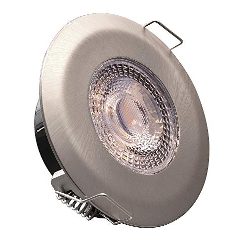 max K O M F O R T 6x LED Bad Einbaustrahler IP44 Ultraflach 5 Watt Edelstahl-Optik 230V Rund warmweiß Deckenstrahler Spot Deckenspot Lumena von max K O M F O R T