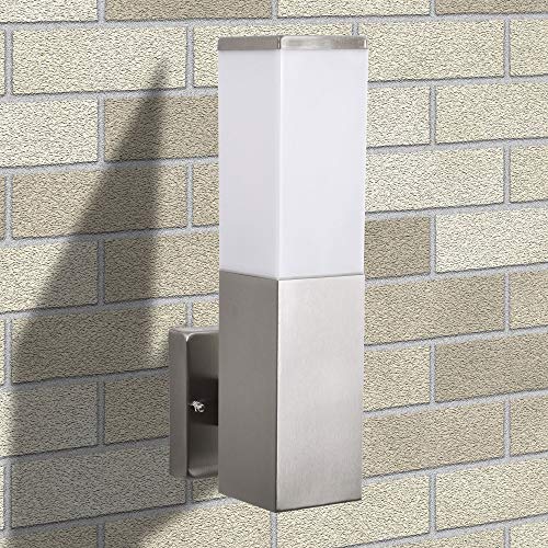 E27 Aussenwandleuchte aus Edelstahl eckig Aussenleuchte Wandleuchte Aussenwandlampe Wandlampe E27 Fassung 446AWU von max K O M F O R T