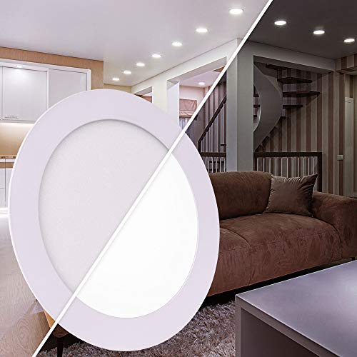 Maxkomfort LED Panel 18W rund flach ultraslim warmweiß Einbaustrahler Spot Einbauspot Deckenleuchte Weiß von Maxkomfort