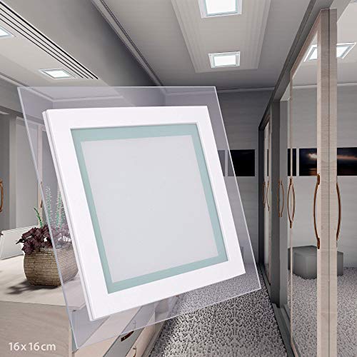 max K O M F O R T LED Panel 6W ECKIG quadratisch neutralweiß Glasrand leuchtend Einbaustrahler Einbauleuchte Deckenstrahler Deckenleuchte Deckenlampe Ultraslim Slim EEK: A von max K O M F O R T