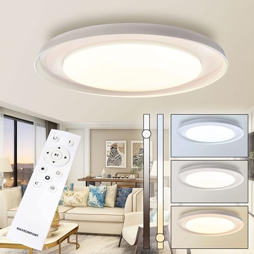 Maxkomfort Saturn LED Deckenleuchte 48W – Dimmbar, CCT Farbwechsel, mit Fernbedienung – Modernes Design für Büro und Zuhause von Maxkomfort