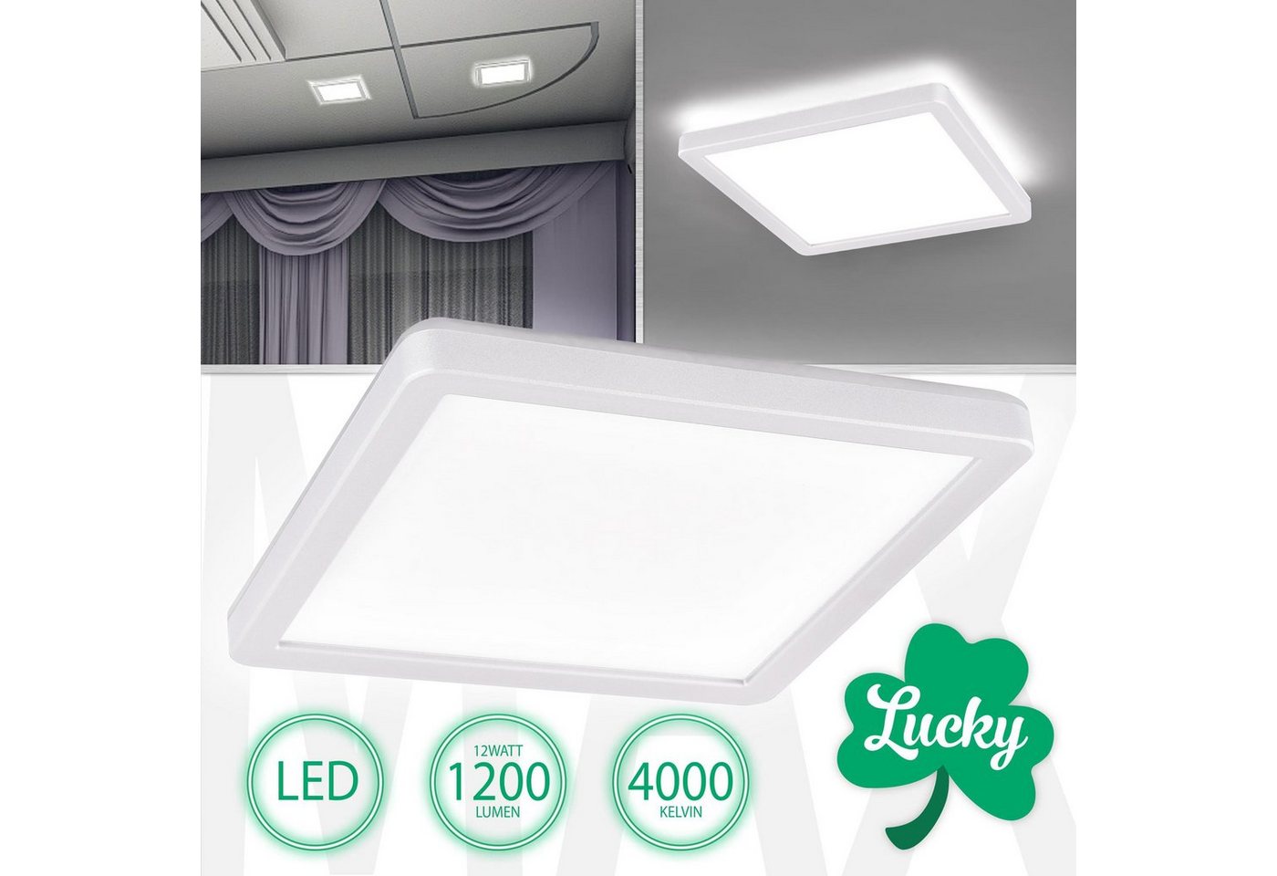 Maxkomfort LED Deckenleuchte Lucky, LED fest integriert, Tageslichtweiß, Neutralweiß, Deckenleuchte, Wandleuchte, Deckenlampe, Wandlampe, LED von Maxkomfort