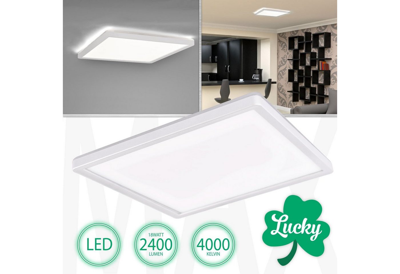 Maxkomfort LED Deckenleuchte Lucky, LED fest integriert, Tageslichtweiß, Neutralweiß, Deckenleuchte, Wandleuchte, Deckenlampe, Wandlampe, LED von Maxkomfort