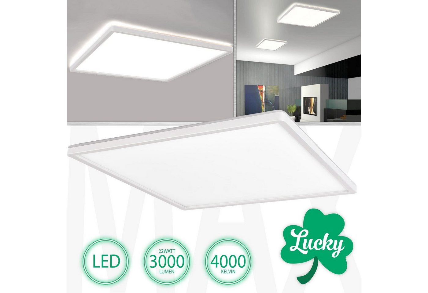 Maxkomfort LED Deckenleuchte Lucky, LED fest integriert, Tageslichtweiß, Neutralweiß, Deckenleuchte, Wandleuchte, Deckenlampe, Wandlampe, LED von Maxkomfort