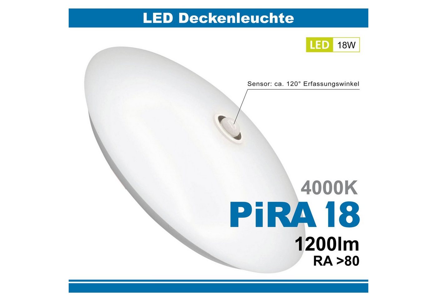 Maxkomfort LED Deckenleuchte Pira, LED fest integriert, 4000K, Neutralweiß, Deckenleuchte, Wandleuchte, Deckenlampe, Wandlampe, LED, Bewegungsmelder, 4000K, Neutralweiß von Maxkomfort