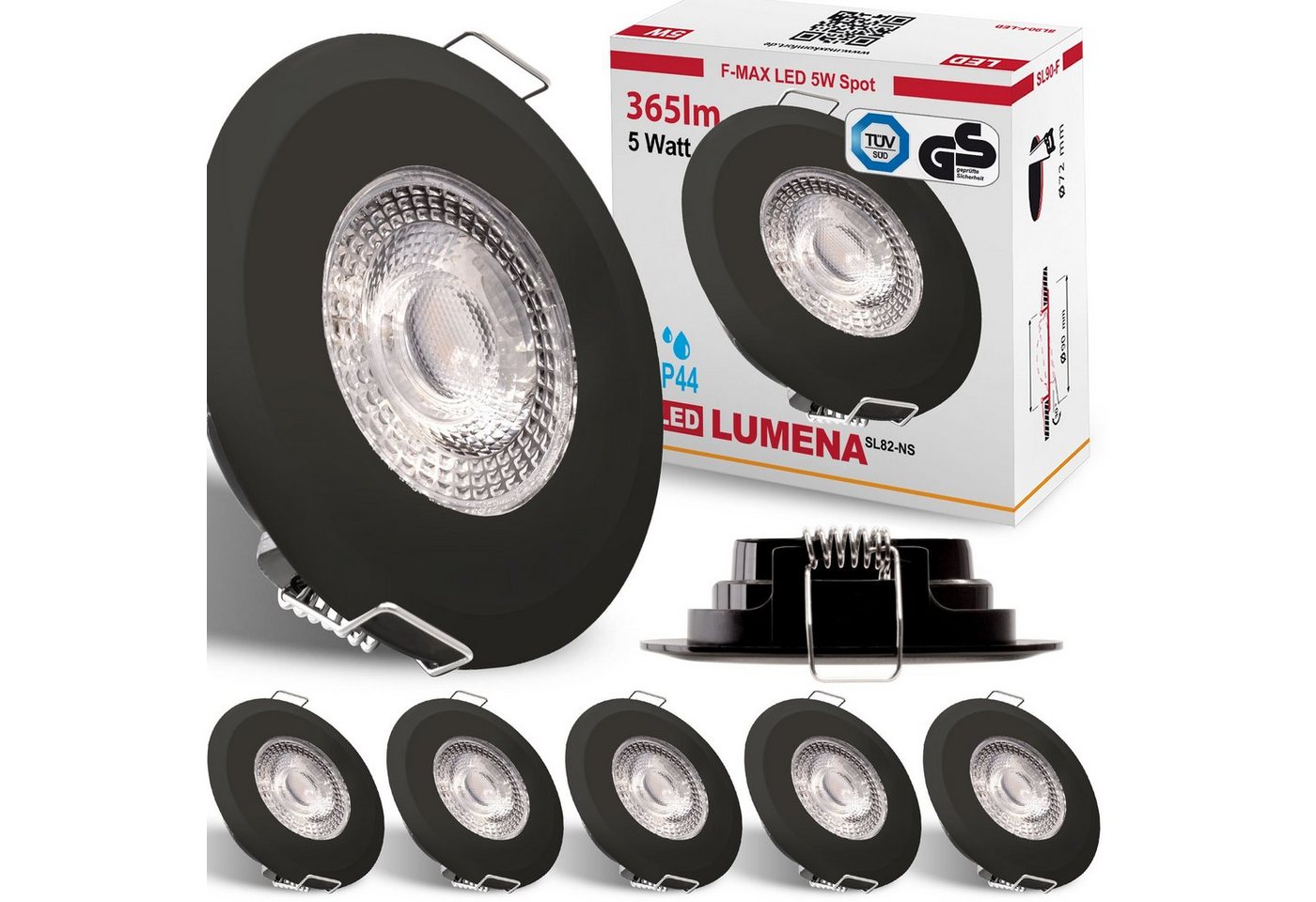 Maxkomfort LED Einbaustrahler Lumena, LED fest integriert, warmweiß 3000K, Bad Einbaustrahler, IP44, Deckenspot, 3000K Warmweiß, flach von Maxkomfort