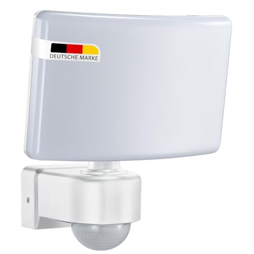 Maxkomfort LED Fluter mit Bewegungsmelder Eckmontage möglicht Wand-leuchte Wandlampe Flurleuchte Fluter 30W weiß modern IP65 SUN2200 von Maxkomfort