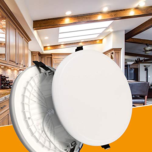 Maxkomfort LED Panel RANDLOS flach Einbaustrahler Spot Einbauspot Deckenleuchte Weiß Lampe Leuchte Rund 10W warmweiß von Maxkomfort