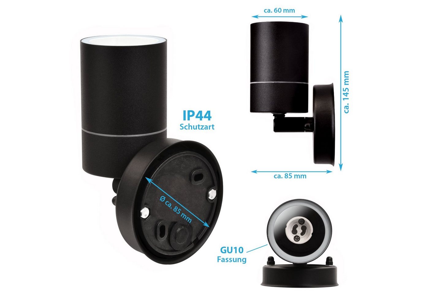 Maxkomfort Wandleuchte 109, für LED geeignet, UP&Down, IP44, Innenleuchte, Außenwandleuchte, Wandstrahler, GU10 von Maxkomfort