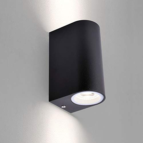 Schwarze Außenwandleuchte Aussenleuchte 2xGU10 Außenlampe Wandlampe Aussenlampe 1267B1 von Maxkomfort