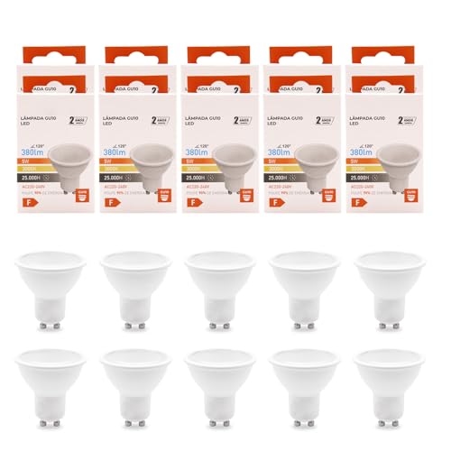 Maxled, Light is Led! 10er GU10 LED Warmweiss Lampe 5W Warmweiß Glühbirnen 3000K Ersetzt 60W Halogen Leuchtmittel Abstrahlwinkel 100°Abstrahlwinkel Nicht Dimmbar Spotlight Led Birnen AC 220-240V 400lm von Maxled, Light is Led!