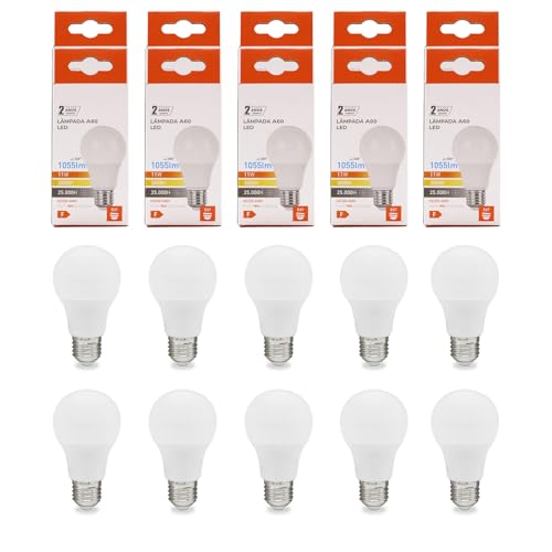 Maxled, Light is Led! 10er LED Lampe E27 A60, 11W GlühbirneErsetzt Ersetzt 75 Watt Halogenlampe 3000K Warmweiß Kugel Lampe 1055lm Energiesparlampe Nicht Dimmbar 150° Abstrahlwinkel AC 220-240V von Maxled, Light is Led!