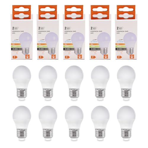 Maxled, Light is Led! 10er LED Lampe E27 P45/G45, 5W GlühbirneErsetzt Ersetzt 40 Watt Halogenlampe 4000K Neutralweiß Kugel Lampe 470lm Energiesparlampe Nicht Dimmbar 180° Abstrahlwinkel AC 220-240V von Maxled, Light is Led!