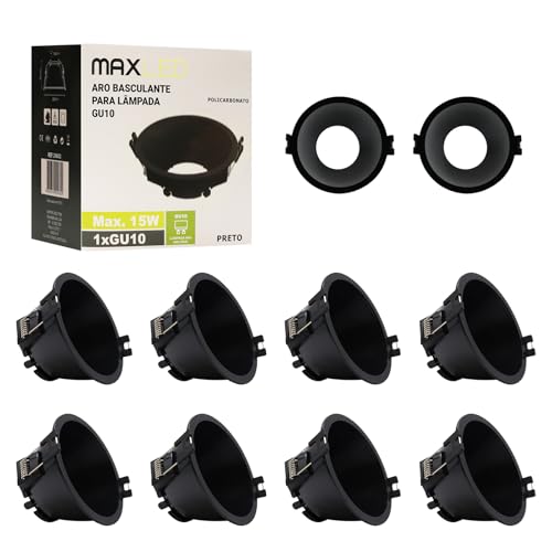 Maxled, Light is Led! Einbaustrahler Rahmen 10er, Ø83mm Lochdurchmesser PC-Werkstoff LED Spots Deckenspot Einbauleuchten für GU10 LED/Halogen Leuchtmittel Deckeneinbauring (Rund,Schwarz) von Maxled, Light is Led!
